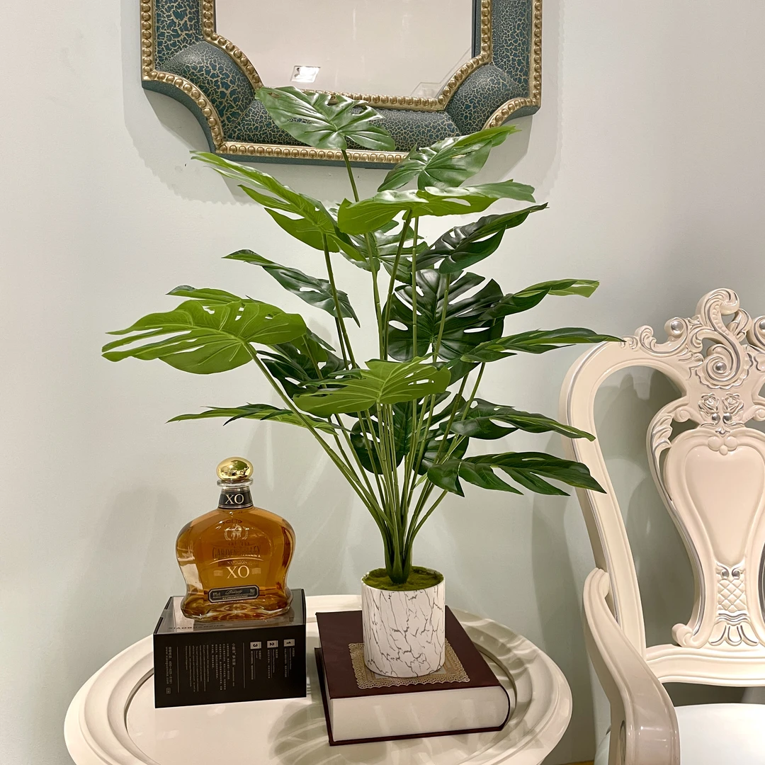 龟背竹仿真绿植北欧客厅书房办公室桌面假花ins装饰假花盆栽创意