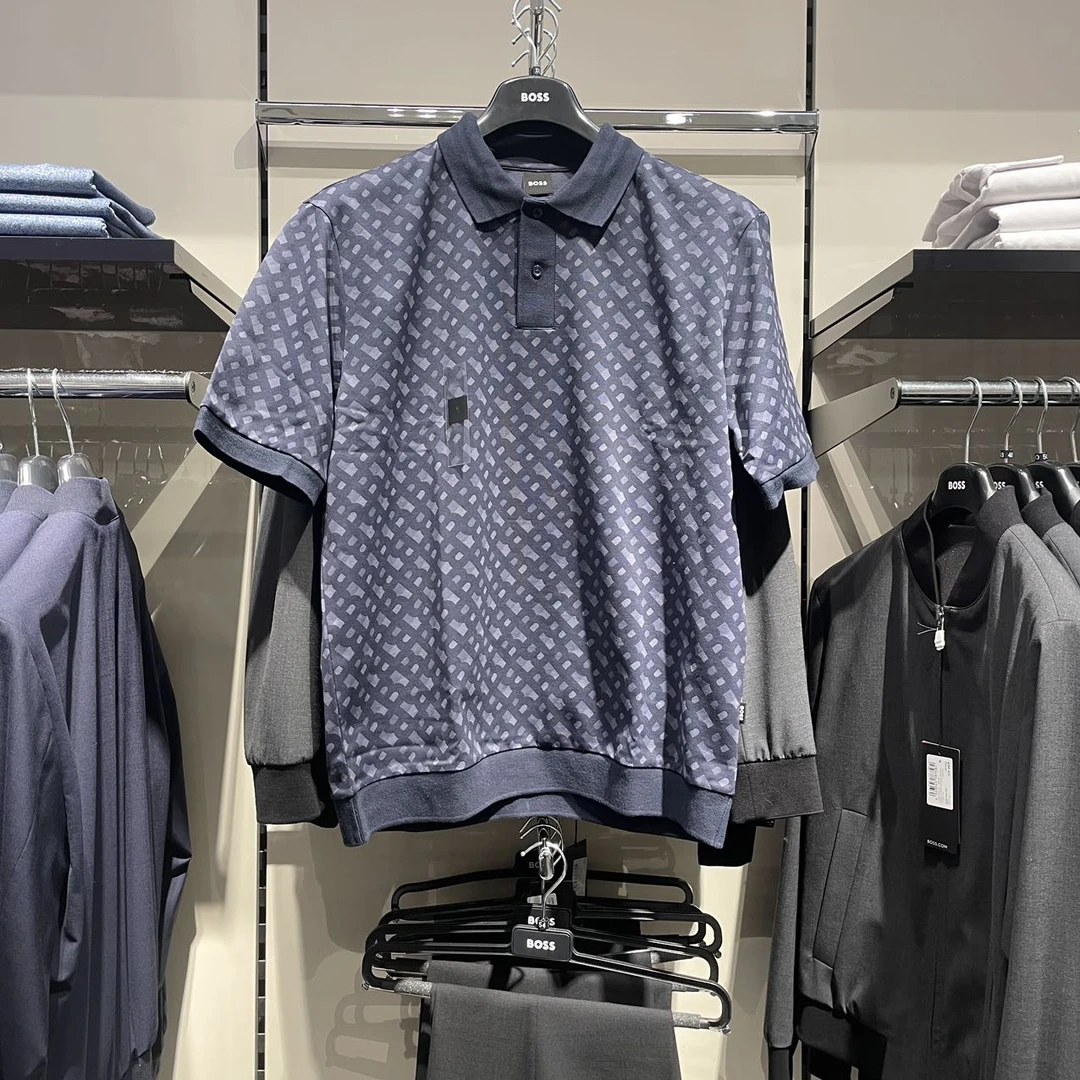 全新未使用 HugoBoss/雨果博斯 boss 藏青满标宽松休闲Polo不退换