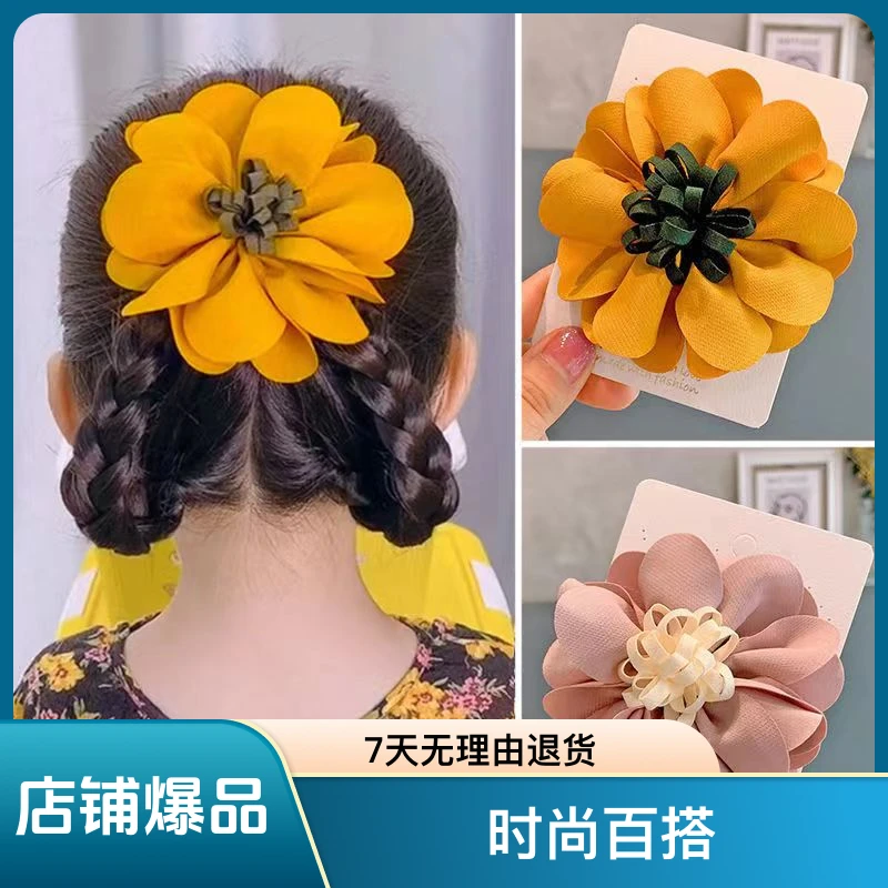 【销量3千+】儿童发饰太阳花布艺花朵发夹 女童边夹女孩头花头饰