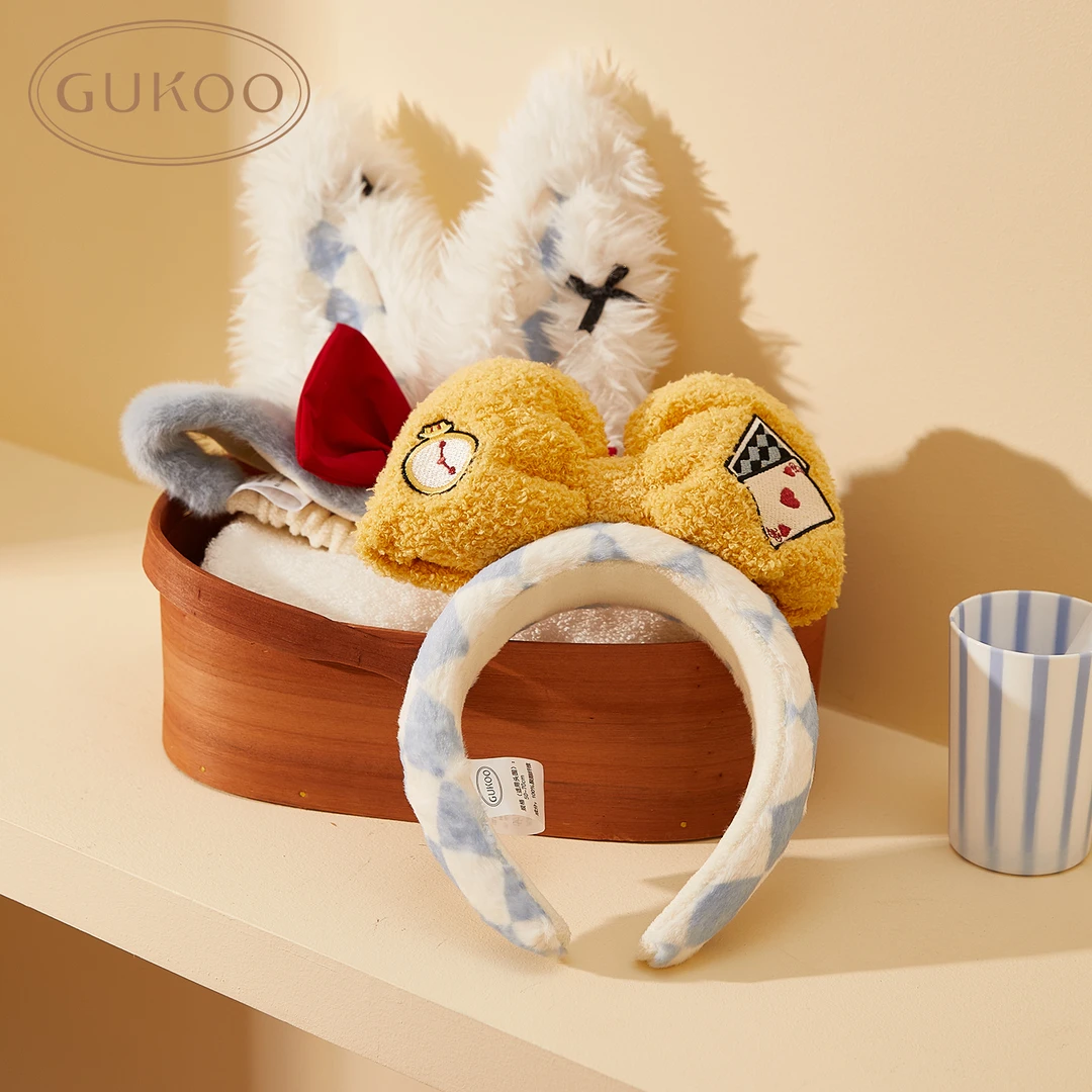 【Gukoo果壳】女士毛绒兔耳朵发带蝴蝶结发箍可爱洗脸洗漱发饰
