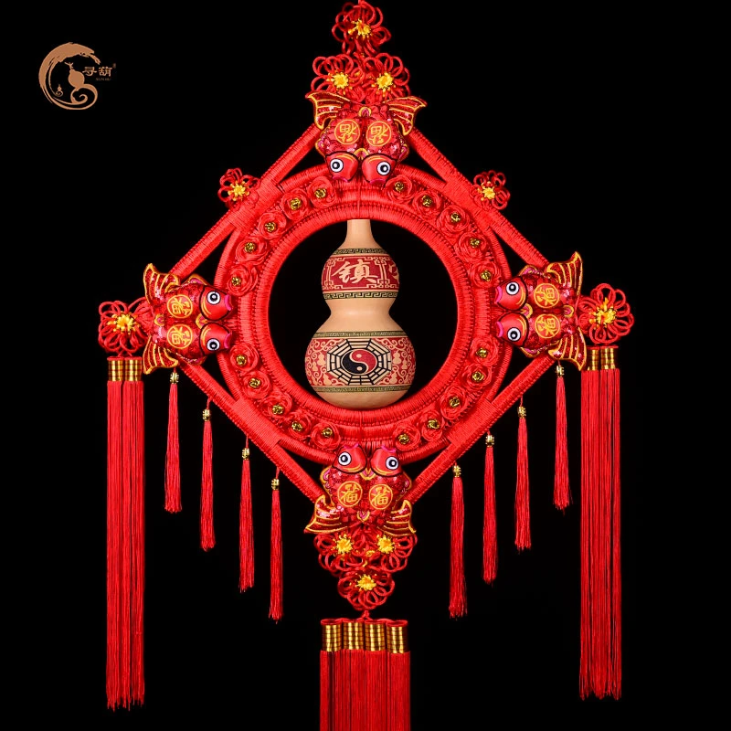 中国结挂件天然葫芦客厅大号新年玄关乔迁家居壁挂福字中国结挂饰
