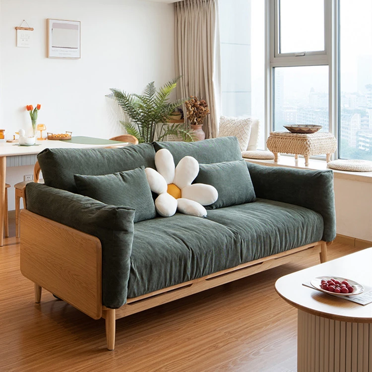 星辰家沙发客厅布艺原木樱桃木沙发小户型灯芯绒木质双人四人位