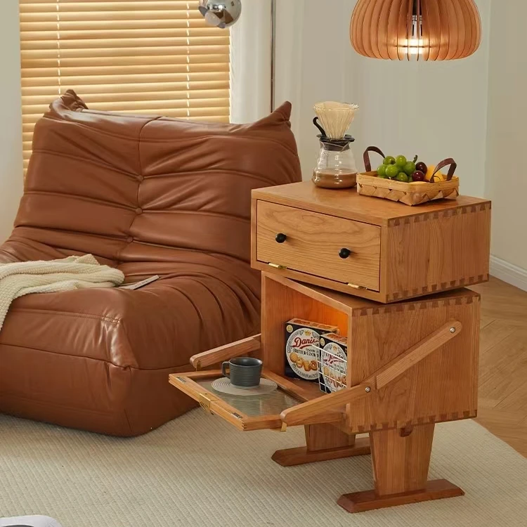 全实木机器人柜客厅现代樱桃木收纳置物柜创意边柜卧室床头柜