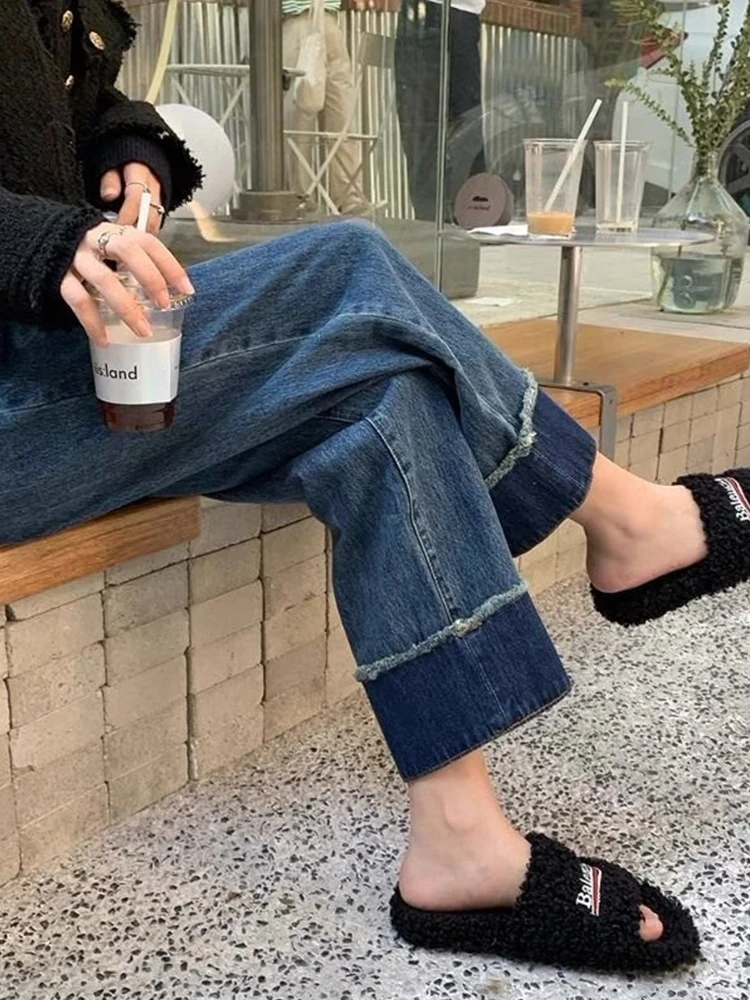 孕妇牛仔裤复古托腹牛仔阔腿裤春新款显瘦洋气舒适时尚九分牛仔裤