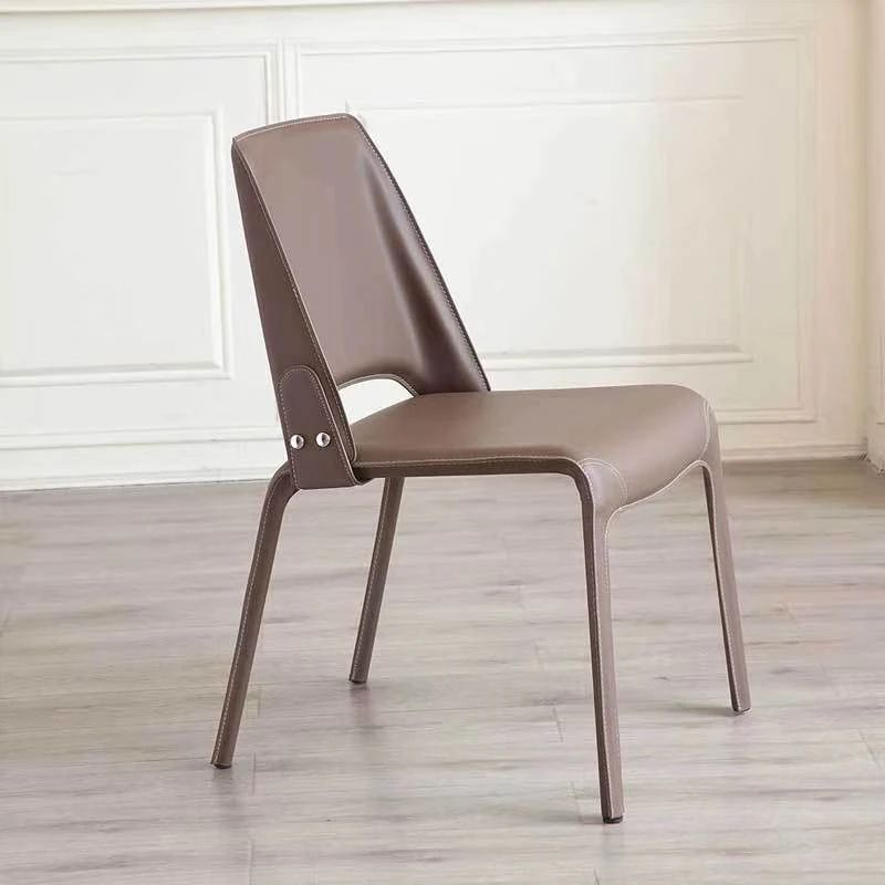 意式极简高端轻奢简约现代设计师款高级马鞍皮马鞍椅餐椅酒店家用