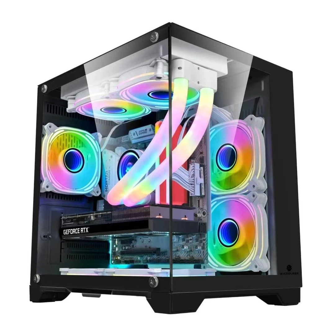 玩嘉孤勇者无立柱 新款支持360水冷玻璃侧透防尘全景mini海景机箱
