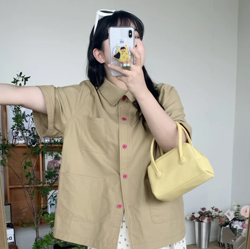 【清仓现货】36882/36883-森系少女春季新款通勤工装衬衫半裙