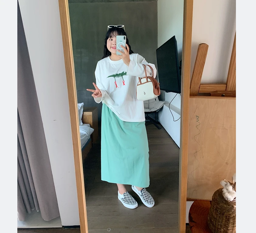 【清仓现货】37519胖MM韩国东大门2024女宽松卡通大码长袖T恤