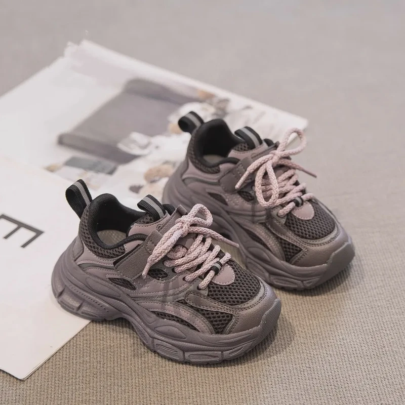 女童鞋子2024宝宝新款儿童运动鞋网面防滑老爹鞋女孩中大童网鞋男