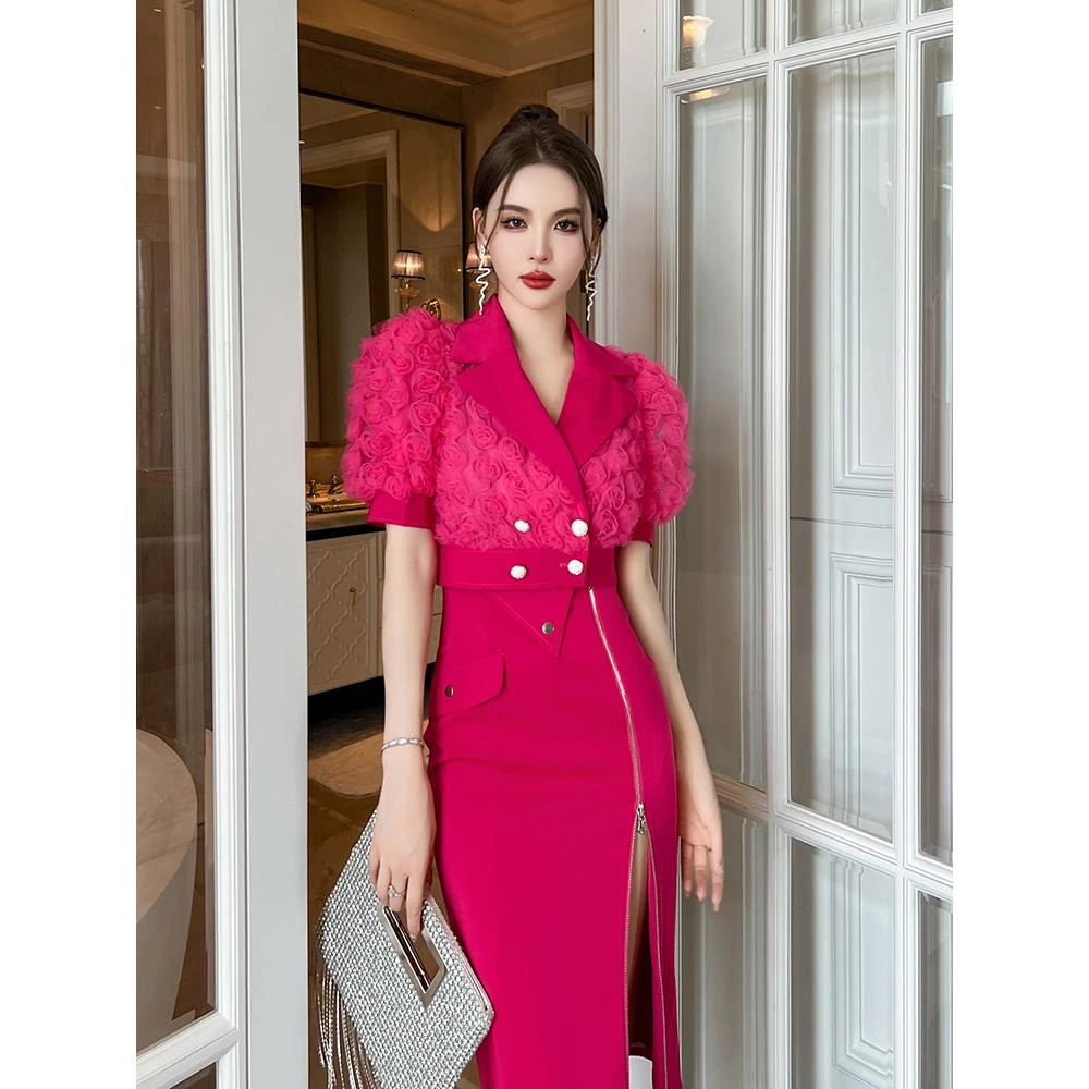 高级感短袖西装领上衣女设计感小众夏季新款法式短款衬衣女装