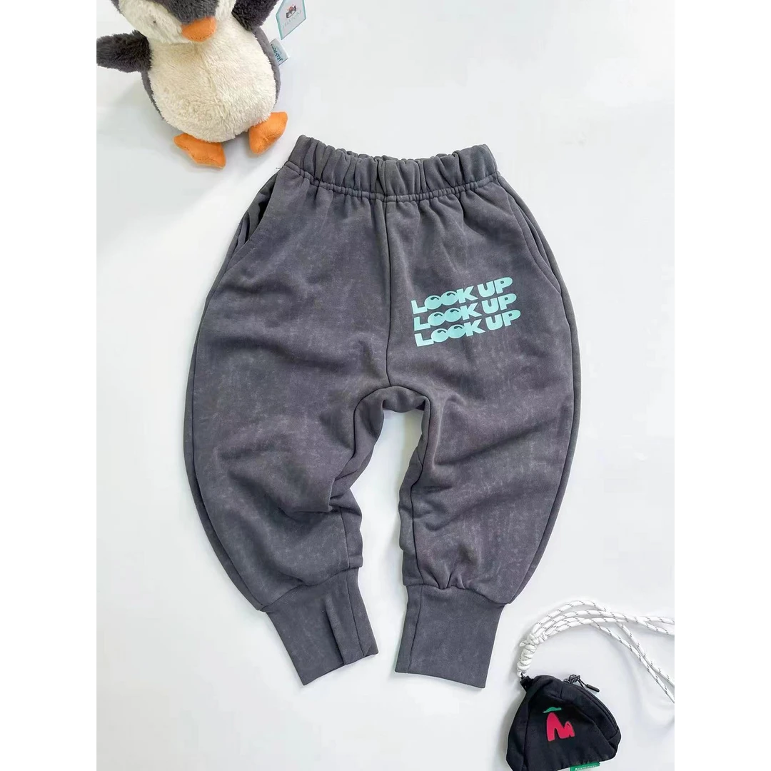 「LIUYI」亲子款春款字母定制面料弯刀裤运动裤  1793