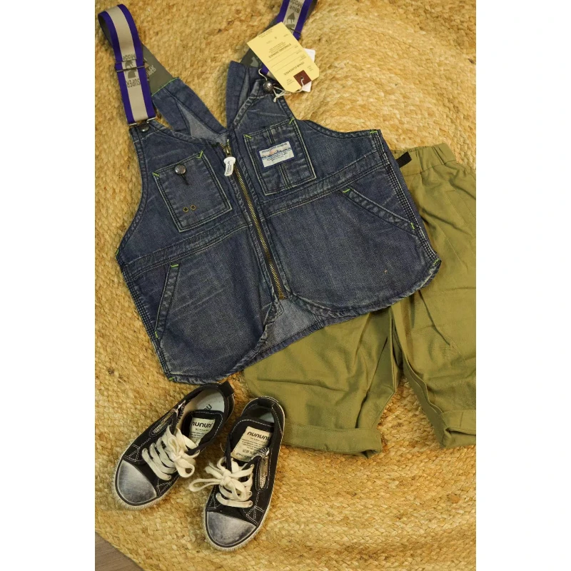 「six-1」儿童日系DD工装牛仔背带马甲  1719