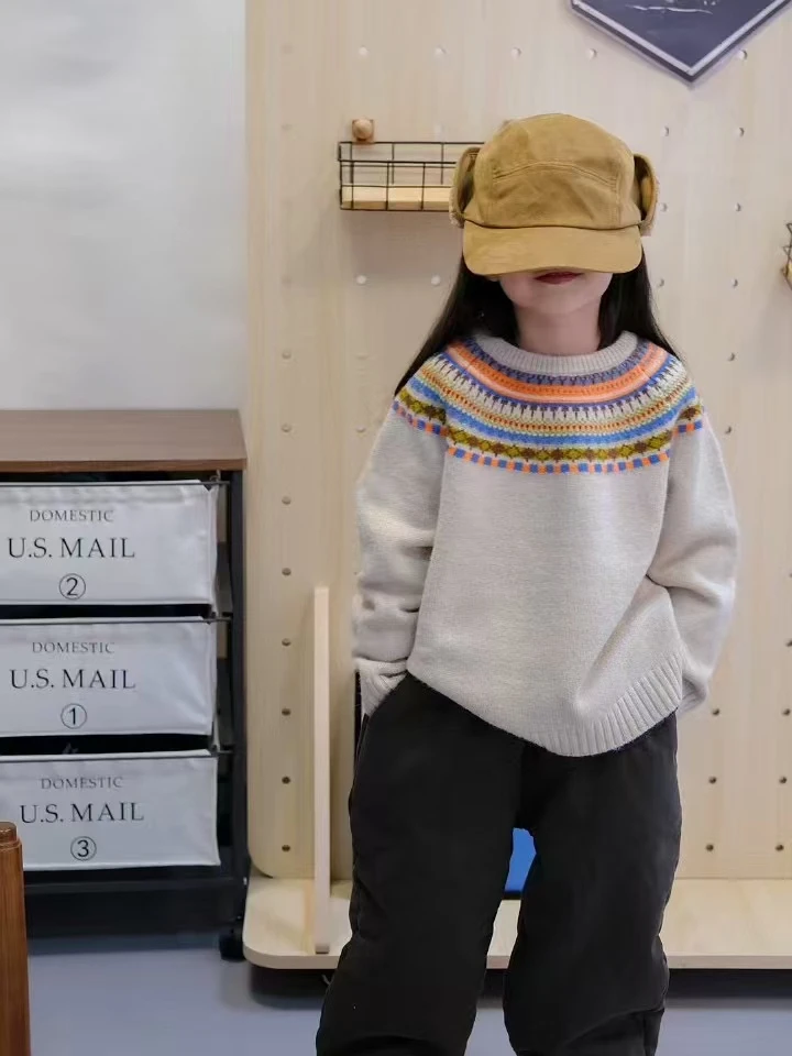 「LIUYI」2024冬男女童费尔岛提花编织圣诞氛围针织衫  2285