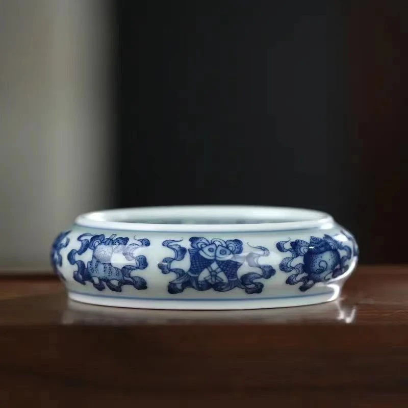 景德镇 陶瓷 莲托八宝 青花  实心盖置 杯托  仿古泥 复古 茶器