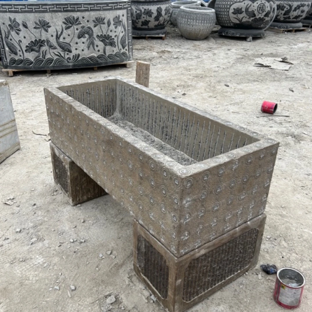 石雕门海青石做旧鱼缸水缸鱼缸大理石流水摆件家居石材用品