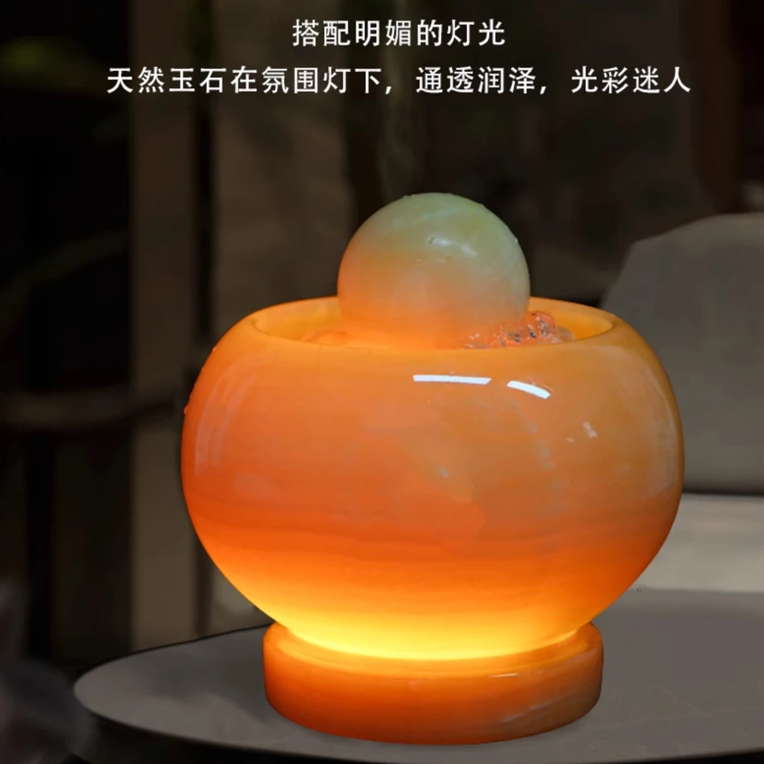 适合办公室家居黄色装饰橘黄玉风水球办公室用品转运球玉石客厅