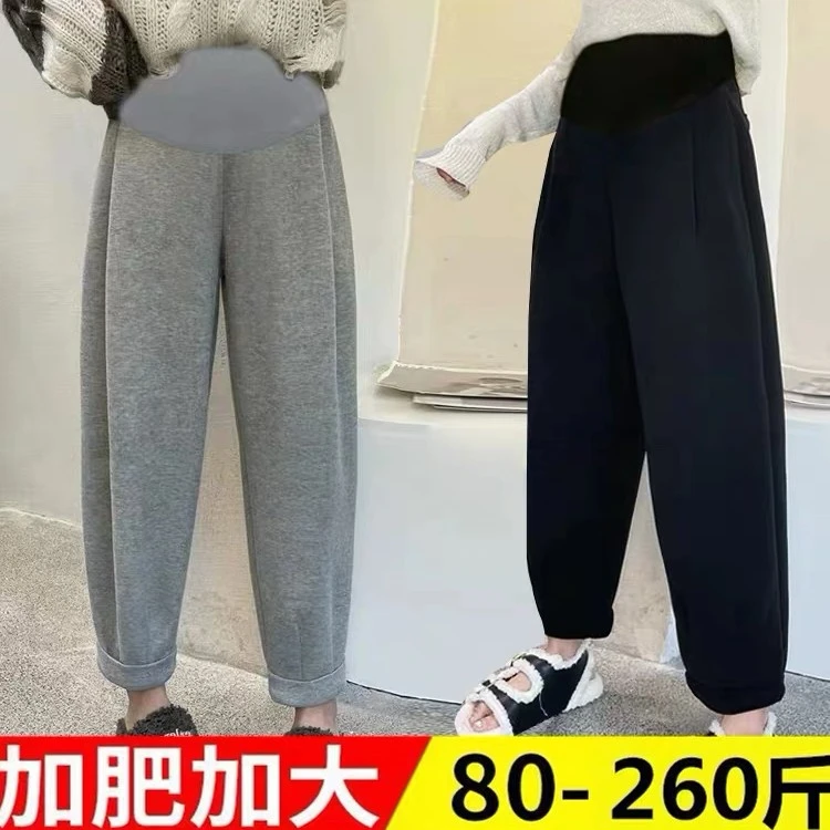 加肥大码孕妇裤子秋冬季百搭运动裤时尚新款高腰宽松阔腿裤200斤