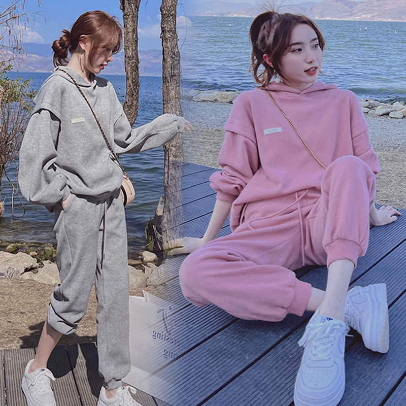 春秋加肥大码孕妇显瘦运动套装胖MM长袖卫衣宽松长裤两件套300斤