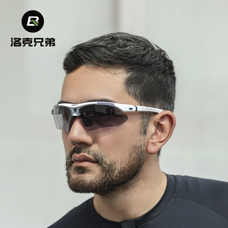 洛克兄弟骑行眼镜偏光变色近视男女户外运动跑步防风沙自行车装备