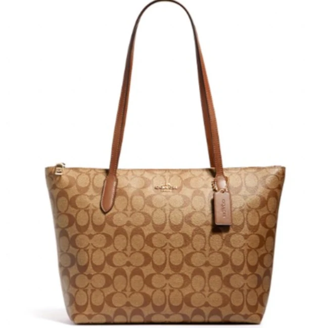 COACH/蔻驰 女士经典时尚百搭通勤卡其棕色托特包c85278美国直邮