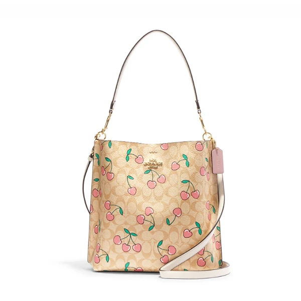 COACH/蔻驰 女士新款茉莉爱心樱桃印花水桶单肩包C57945 美国直邮