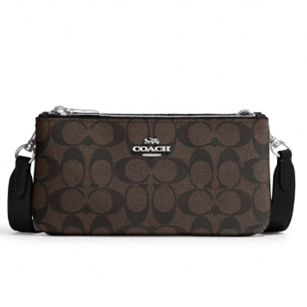 COACH/蔻驰女士新款经典印花双拉链斜挎单肩包c51930时尚美国直邮