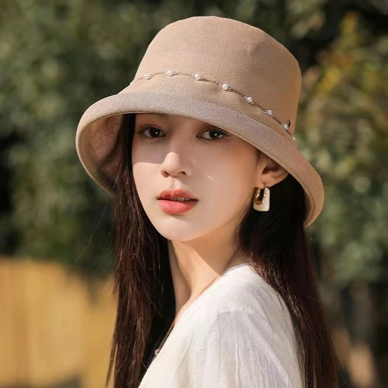 Q-0601日本和纸女夏季防紫外线防晒帽时尚百搭渔夫帽（平顶）薄款