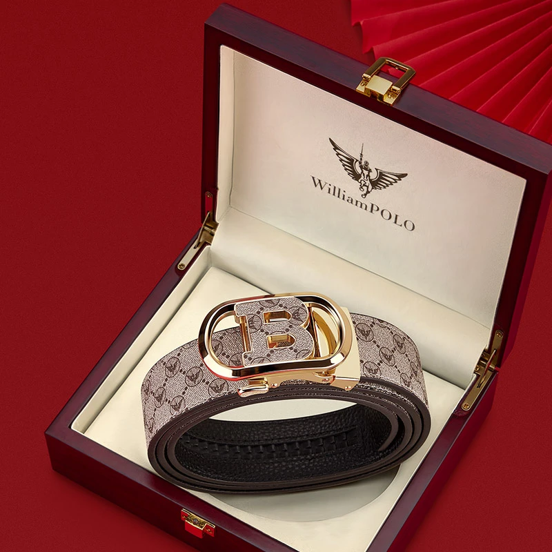 【时尚轻奢】英皇保罗男士真皮皮带潮流百搭年轻高档腰带自动扣