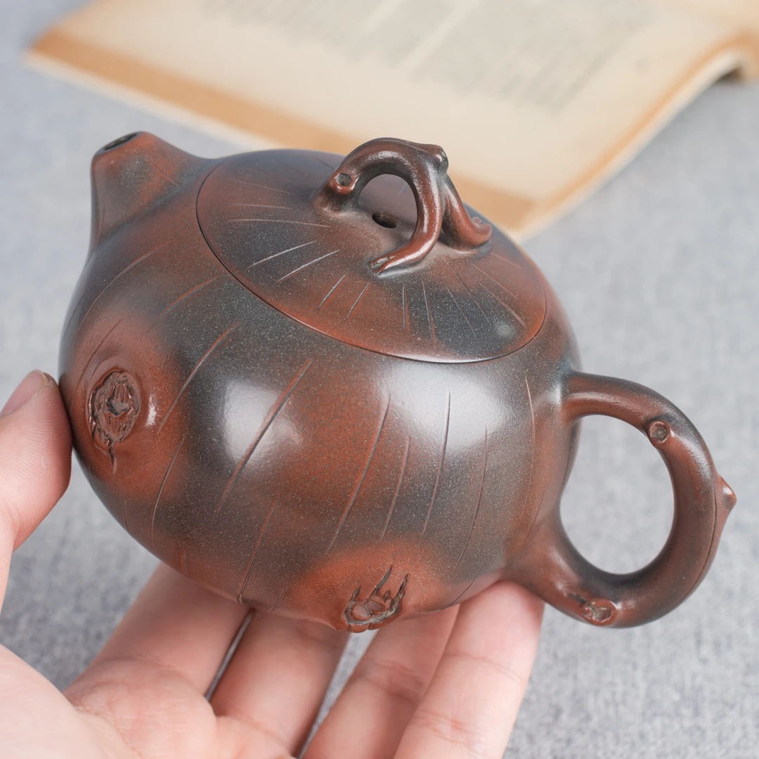 坭兴陶集纯手工省级张振和仿生设计树瘤西施壶精工壶约230ml2891