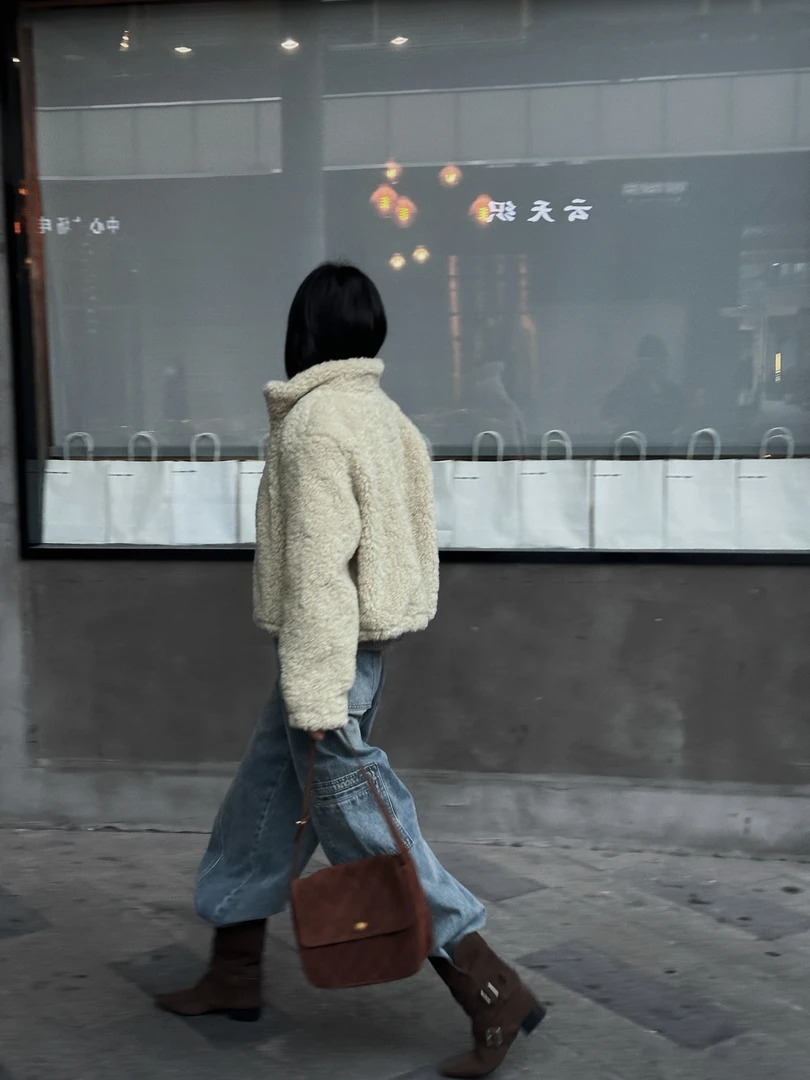 韩里韩气侧边口袋工装牛仔裤