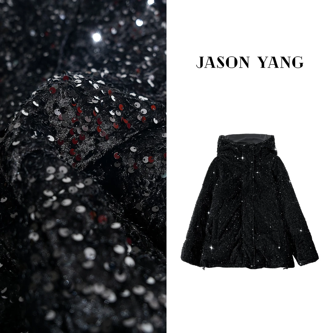 丽丽家 冬季新款星光璀璨亮片冬季新款时尚棉服外套