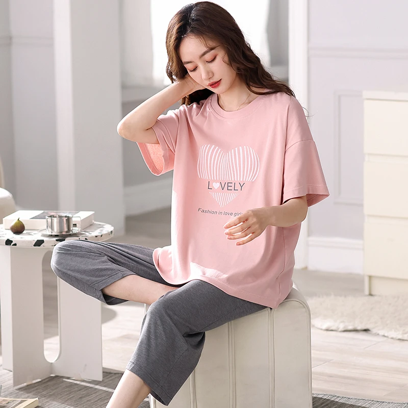 B400-B499睡衣女春秋冬款宽松时尚休闲家居服两件套装