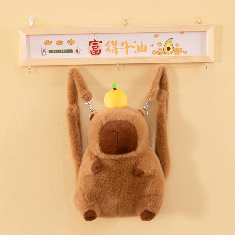 卡皮巴拉毛绒包卡通呆萌水豚可爱手提包毛绒玩具双肩包