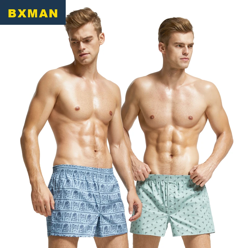 BXMAN宽松男士内裤男平角裤棉质梭织阿罗裤中腰家居短裤男睡裤