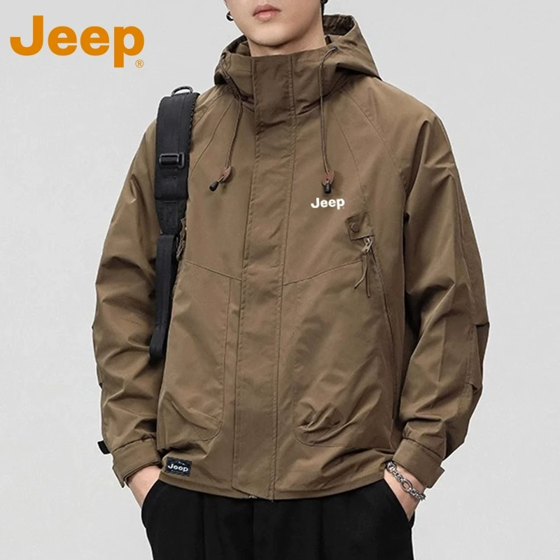 JEEP吉普三防保暖夹克男士秋季宽松百搭休闲衣服男装工装外套上衣