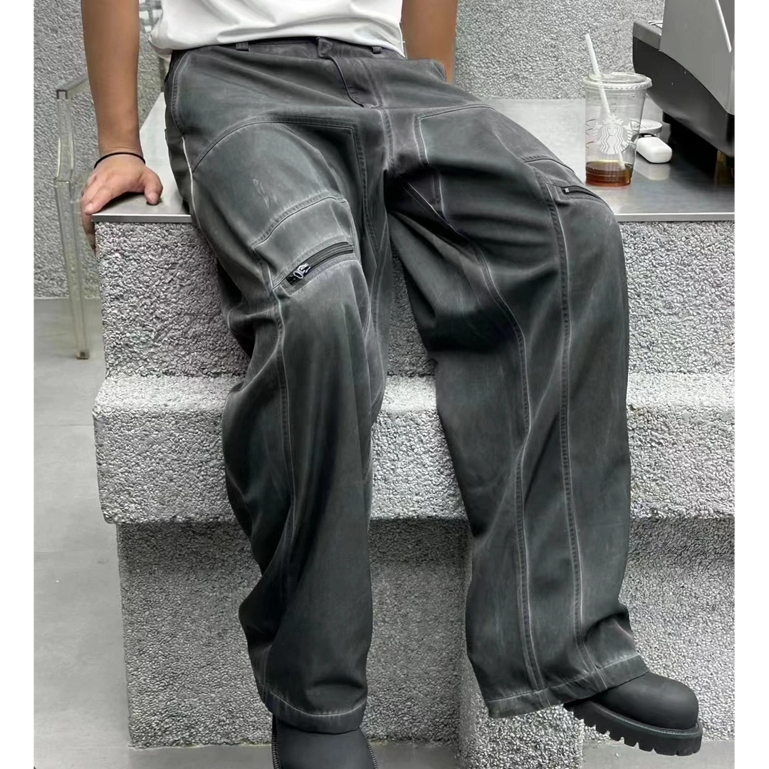 2024秋冬重工宽松直筒男士休闲裤高街美式潮流