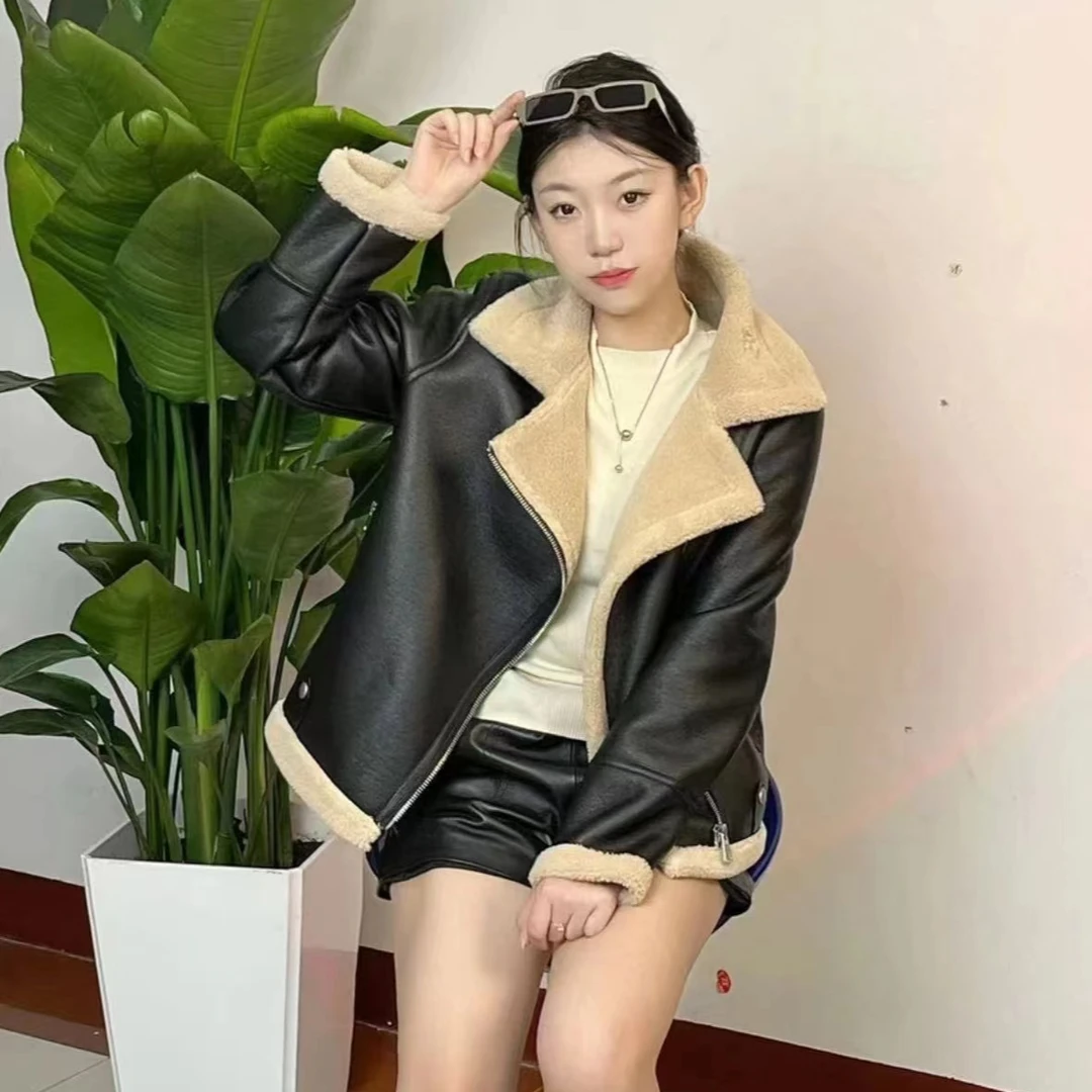 【瑕疵】机车款皮毛一体【8813】女装外套