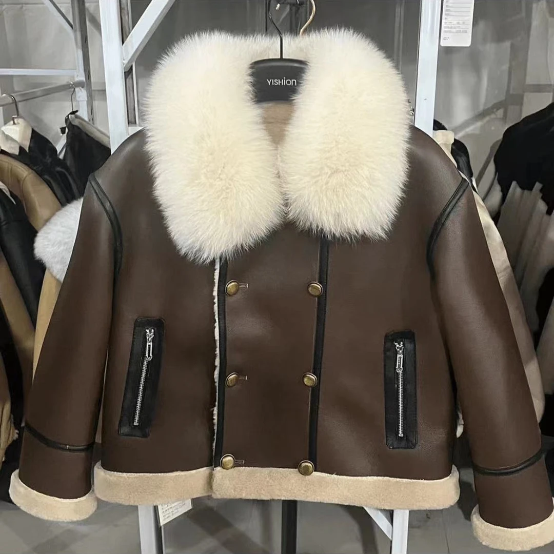 【瑕疵】皮毛一体【8821】女外套女装短款时尚女士秋冬拼接