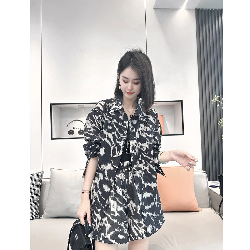 HUAMULAN/花木蘭【咖啡撞奶】夏季衬衫气质套装防晒空调衫女两件套