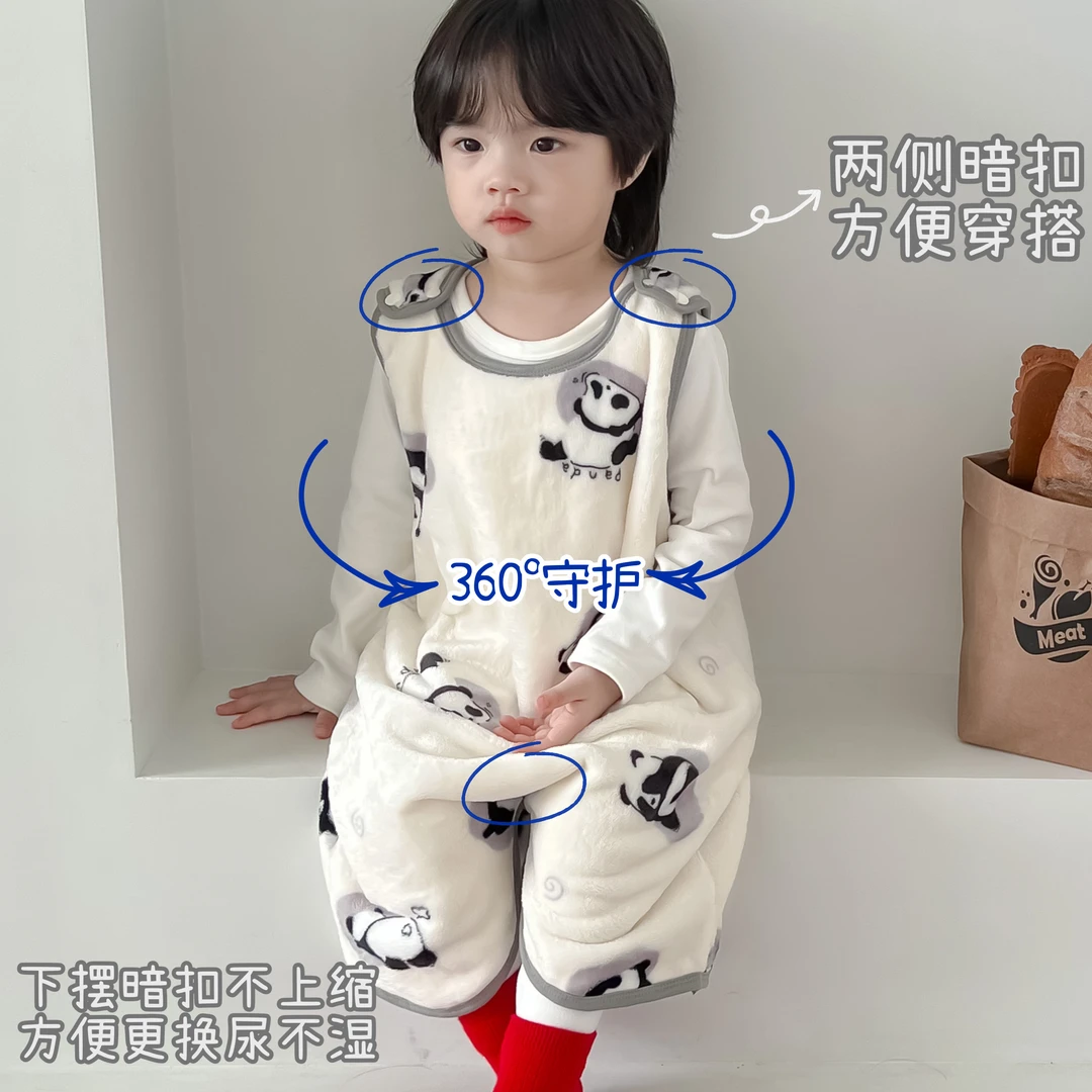 秋冬婴儿护肚法兰绒睡袋无袖儿童防踢被子神器宝宝保暖背心式睡袍