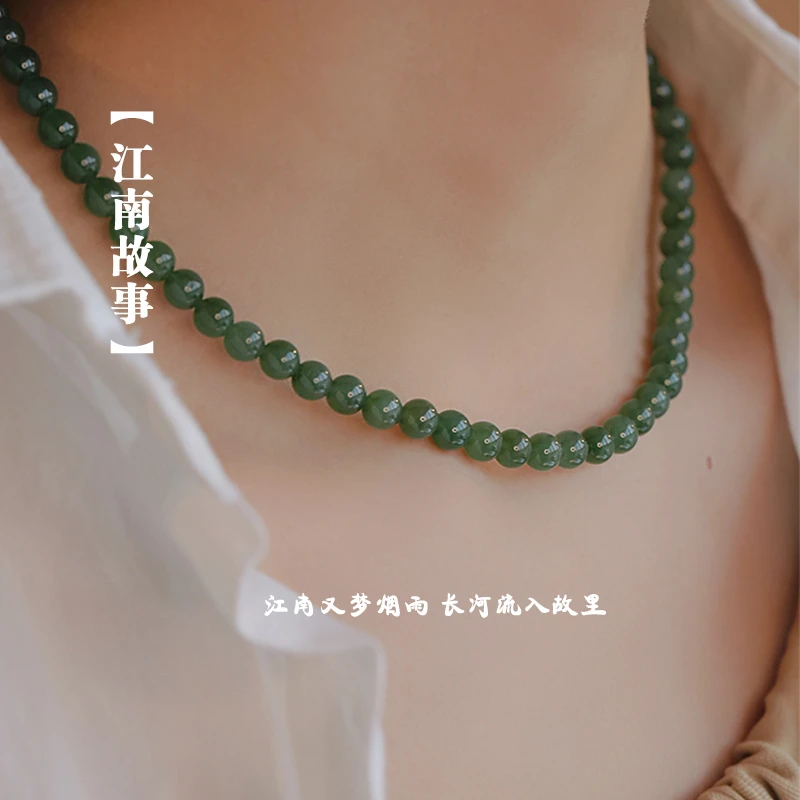 非金属仿水晶项链 元宝扣珠珠项链时尚轻奢小众气质百搭高档礼物