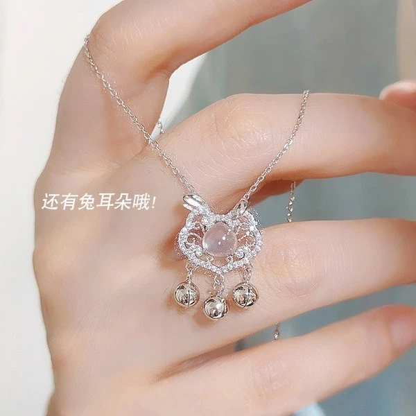 铜合金项链 萌兔平安锁项链女轻奢小众设计感中秋节送女友礼物ins