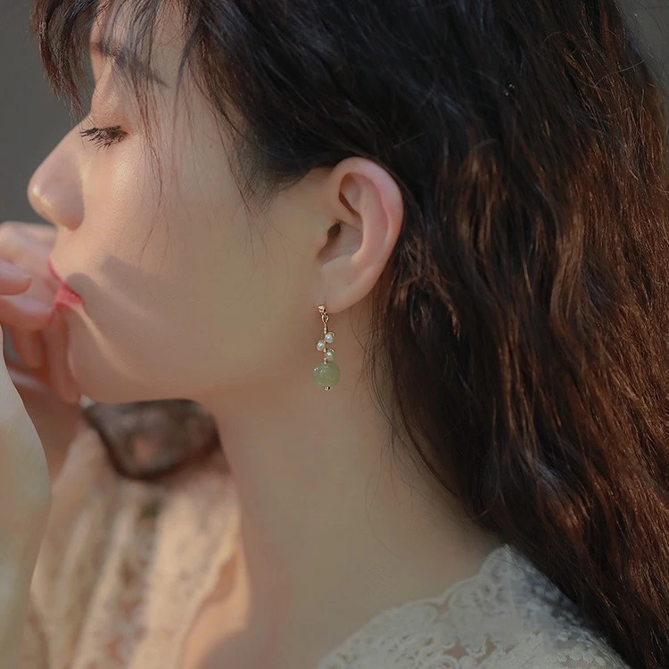 铜合金仿水晶耳饰 【在江南】宫廷古风耳环女轻奢小众设计高级感