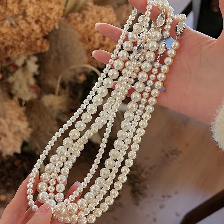 非金属仿珍珠项链 法式高级感元宝扣施家珠珠项链气质百搭锁骨链