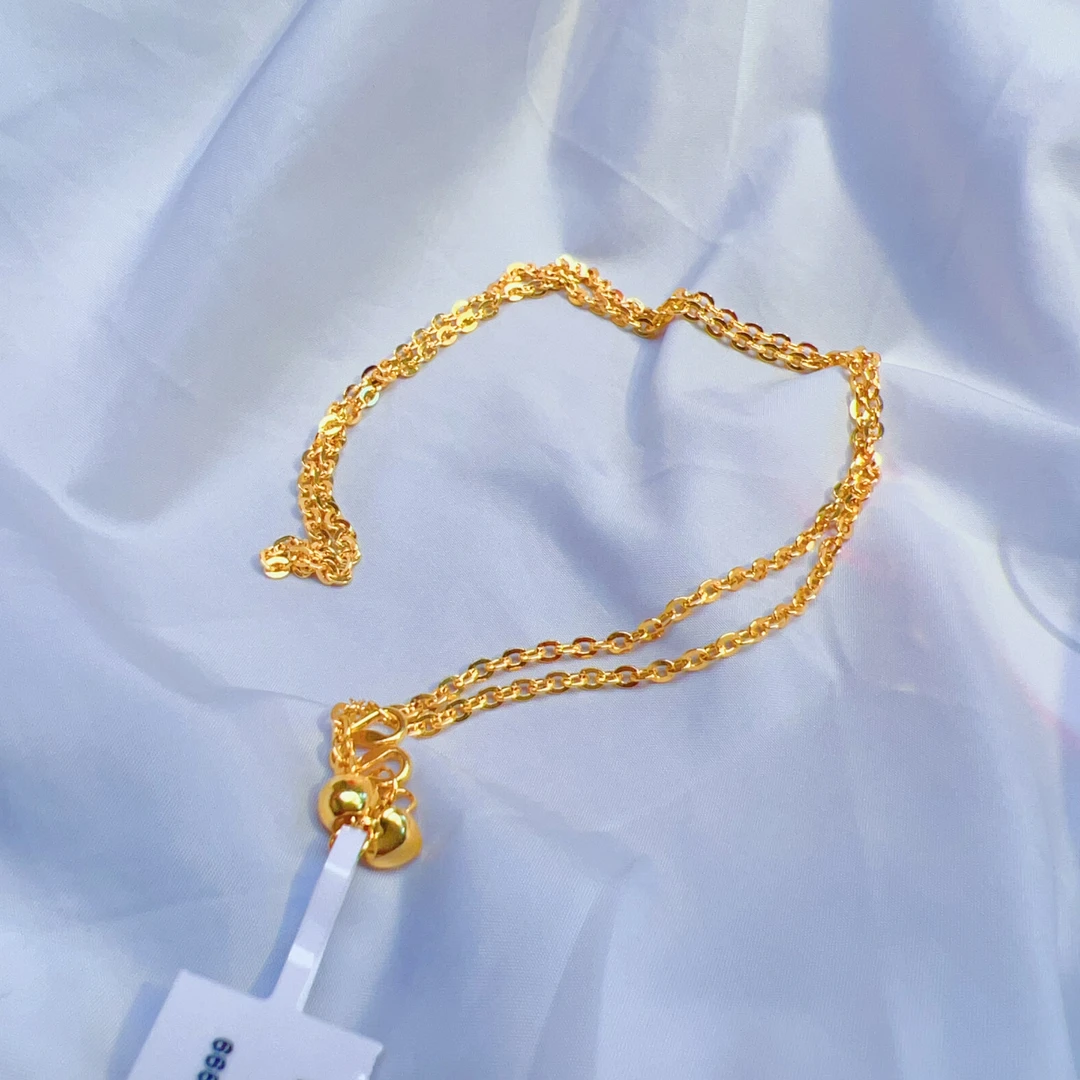金钰福足金999 爱心抽拉O字链素链精致百搭简约时尚