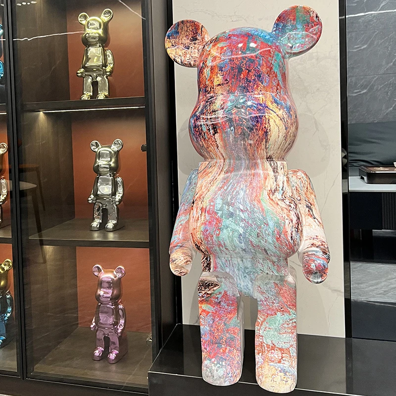 卡通熊落地大摆件流体北欧创意客厅电视柜装饰品网红存钱罐礼物。