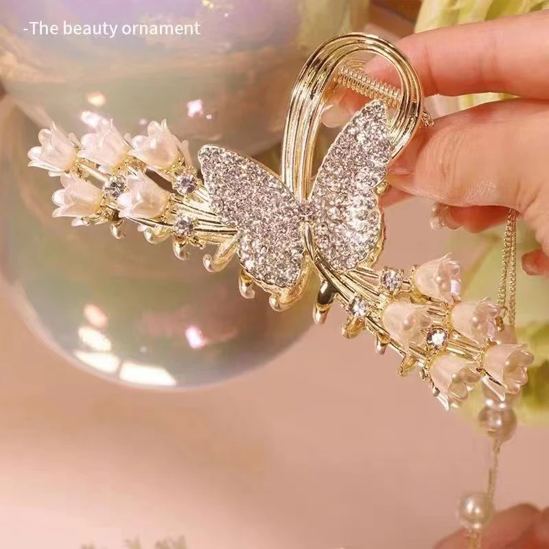 铃兰花抓夹女优雅气质发夹2024年新款高级感后脑勺鲨鱼夹子头饰