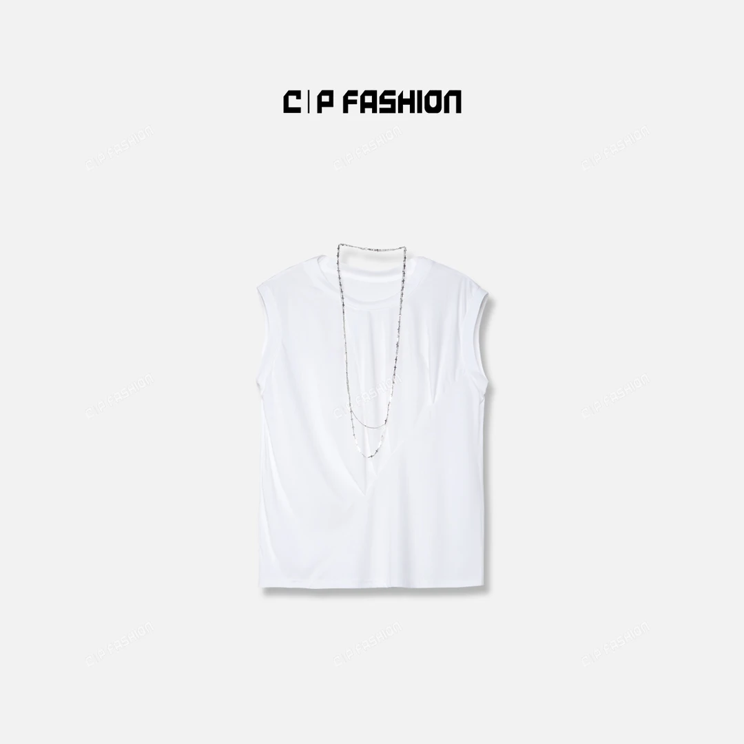 CP【堰壑祁辙】时尚休闲百搭女士夏季纯色设计师短袖 J08593DT242