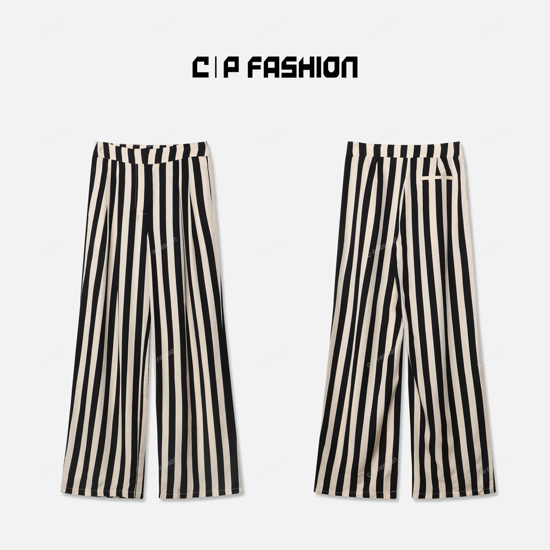 CP【白壑阑】 亚麻天丝+质感竖条纹西装长裤垂感直筒裤 J20020CK242
