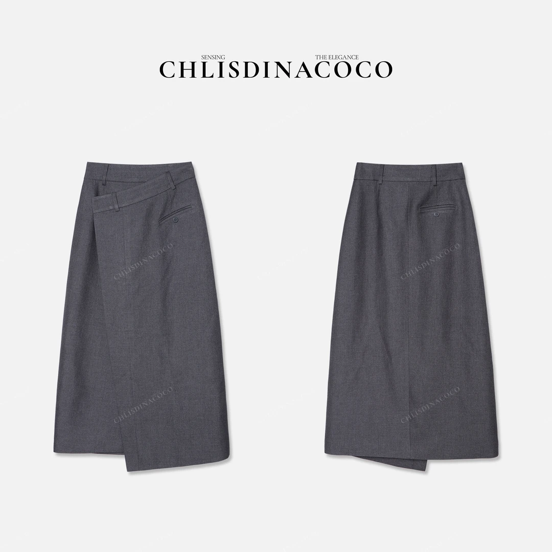 Chlisdinacoco丨“天雨流芳”不规则口袋长裙C8J919CQ243